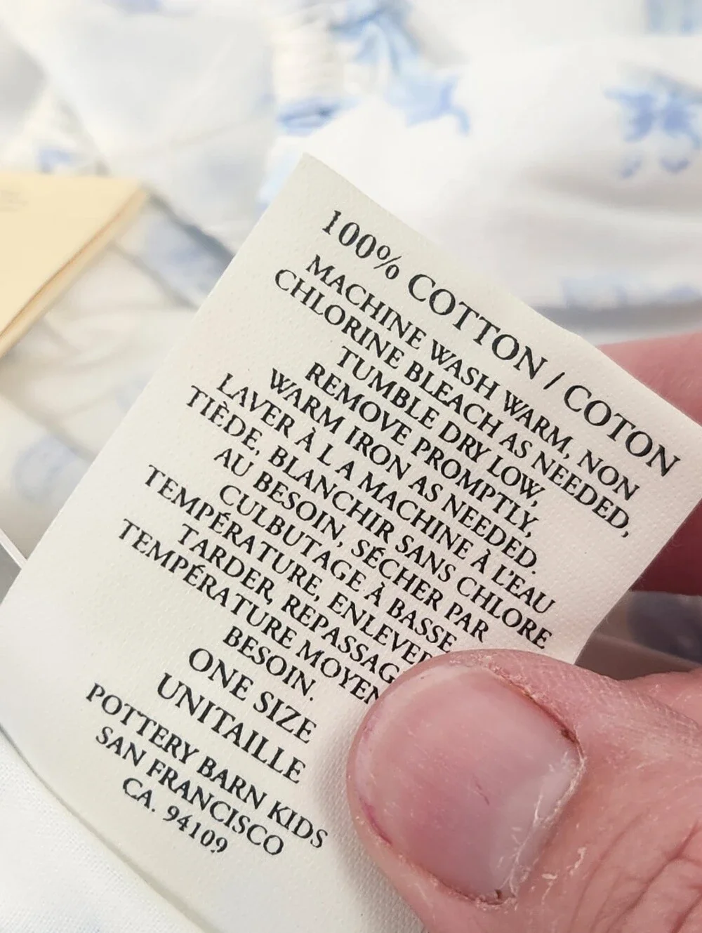 Pottery Barn Kids French Rose Floral Crib Fitted Sheet 100% Cotton NOS Blue